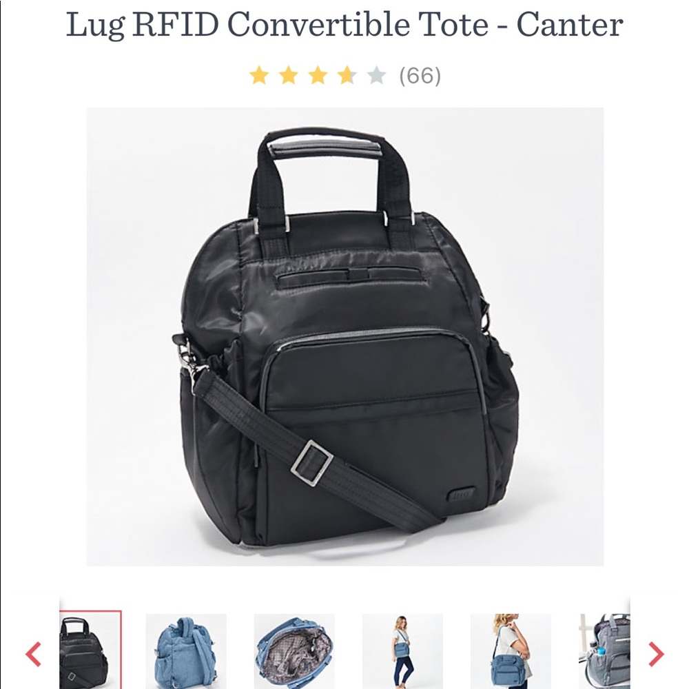 Lug RFID Canter Black Backpack Crossbody Tote